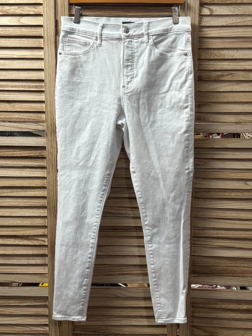 Express White Skinny High Rise Jeans Size 10R Regular Stretch Ankle Denim